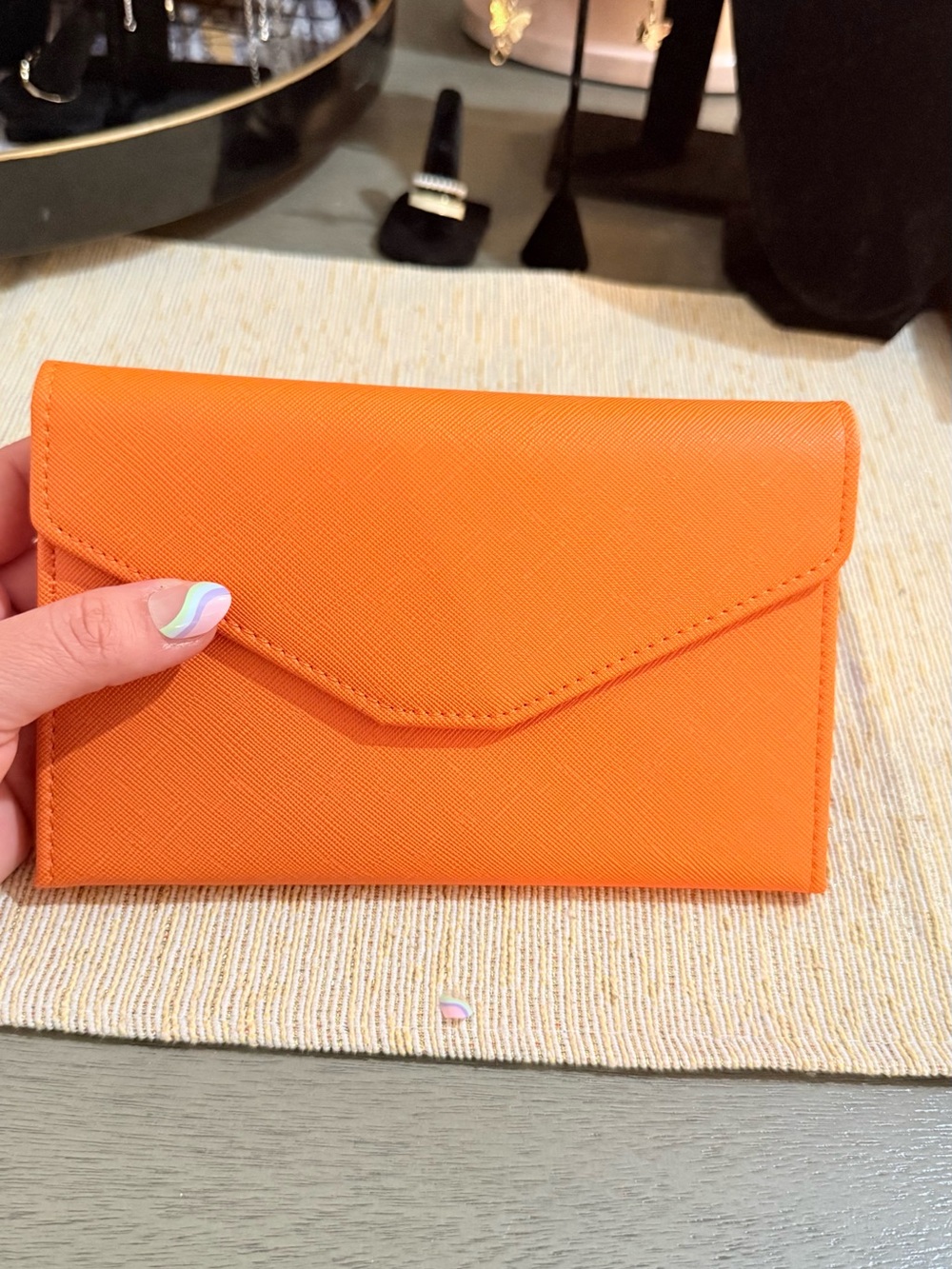 Saffiano Envelope Wallet in Bright Orange
